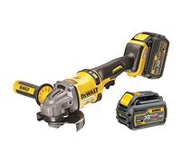 DeWalt DCG414T2-GB - Mini amoladora inalámbrica con 2 baterías XR FlexVolt de 54V 6A, color amarillo/negro, 125 mm, juego de 7 piezas