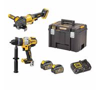 Dewalt DCK2016T2T-QW 3-Gang-Akku-Schlagbohrschrauber, Akku-Winkelschleifer incl. batería recargable, incl. 2. batería recargable