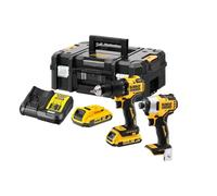 DEWALT DCK2062D2T-QW - Kit de Herramientas XR 18V, Taladro Percutor XR (DCD709), Atornillador de Impacto XR (DCF809), 2 Baterías Litio 2Ah, Maletín TSTAK II