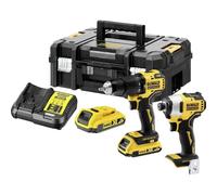 DEWALT DCK2062D2T-QW - Kit de Herramientas XR 18V, Taladro Percutor XR (DCD709), Atornillador de Impacto XR (DCF809), 2 Baterías Litio 2Ah, Maletín TSTAK II
