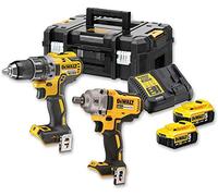 DEWALT DCK2077P2T - Juego de Taladro-Destornillador (DCD791), Llave Impacto (DCF894), Batería de litio de 18 V (2 baterías de 5 Ah) y Maletín TSTAK II