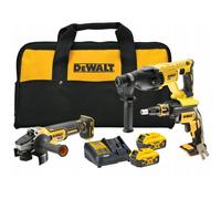 DEWALT DCK304P2-QW - Kit panel yeso Atornillador + Taladro Martillo + Amoladora + 2bat 5Ah + cargador + bolsa