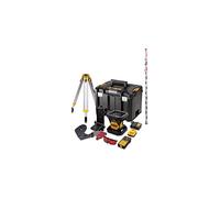 DEWALT DCK374D1R-QW - KIT. Láser Rotativo ROJO con batería 18V 2.0Ah. Alcance 45/457m. Incluye detector, cargador batería, soporte, gafas, tarjeta magnética y caja TSTAK + TRIPODE + REGLA