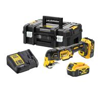 DEWALT DCS356P2-QW DCS356P2-QW-Multi-herramienta Oscilante sin escobillas XR 18V con 2 baterías Li-Ion 5Ah + 35 Accesorios con maletín, 90 W, 18 V, Amarillo