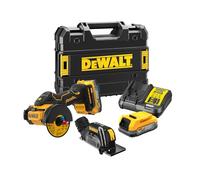 DEWALT DCS438E2T-QW - Cortadora multimaterial 18V Powerstack, Ø de disco 76mm, Motor sin escobillas, M10, Incl. cubierta protectora, 3x discos de corte, 2x baterías Powerstack de 1,7 Ah, Cargador