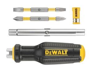 Dewalt Destornillador multibroca de 6 vías de ajuste completo, suministrado con: 2 puntas de doble cara: 4,5/6 mm, PH1/PH2.