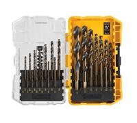 DEWALT Drill Bit Set 21-Piece 135 Degree Split Point 31 Degree Helix Black Oxide Coated For Plastic Wood and Metal DWA1181