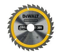DeWalt DT1942-QZ DT1942-QZ-Hoja para Sierra Circular portátil para construcción 184x30mm 30D ATB +10°, 0 W, 0 V, Multicolor, 30mm Bore x 30 Tooth Blade