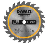 DEWALT DT20420-QZ - Hoja de sierra circular para construcción 115/9,5mm 24WZ, Ángulo de dentado 20°, Ancho de corte 1,5mm, Para uso universal, Con Nail Tough para serrar madera con clavos