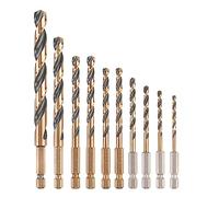 DeWalt DT20620-QZ, Surtido de brocas para metal HSS-G, 10 piezas, Hexágono interior y acabado de óxido dorado, Resistente a impacto, Uso en atornilladores de impacto y de broca, en estuche pequeño