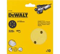 DeWalt DT3128-QZ - Discos de lija de 150 mm y grano 320, con velcro de acoplamiento rápido y 6 orificos perforados