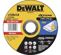 DEWALT DT43902-QZ - Disco de corte plano INOX con grano profesional de óxido de aluminio Fast Cut 125 x 1 x 22.23mm