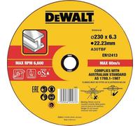 DEWALT DT43919-QZ - Disco de desbaste concavo para metal con grano profesional de óxido de alumínio 230 x 6.3 x 22.23 mm
