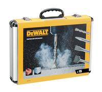 DEWALT DT9679-QZ - Juego de 15 brocas y cinceles, Para perforar y atornillar, 11 x Brocas SDS PLUS (5-14 mm), 4 x Cinceles, Con estuche de aluminio