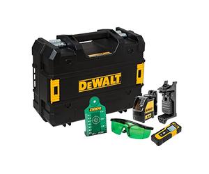 DEWALT DW0887100-1 Nivel Láser autonivelante VERDE de 2 líneas en cruz (horizontal y vertical) + Medidor láser de distancias con alcance de 30m para uso diario