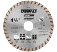DEWALT DW4725 High Performance 4-1/2-Inch Dry Cutting Continuous Rim Diamond Saw Blade with 7/8-Inch Arbor for Masonry