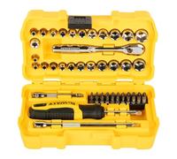 DEWALT DWMT81610-0 - Juego de herramientas mecánicas de accionamiento de 1/4 pulgadas con propiedades anticorrosión y control de agarre moleteado para el hogar, bricolaje y uso profesional, amarillo y