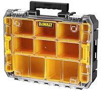 DEWALT DWST82968-1, Organizador con tapa transparente TSTAK V, IP54, Volumen 7,8L, Para piezas pequeñas y accesorios, Tapa de policarbonato transparente