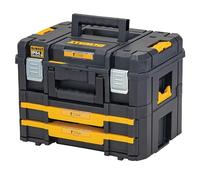 DEWALT DWST83395-1- Combo de Maleta multiusos + Cajonera doble TSTAK, Cierres metálicos, Capacidad de carga 30Kg, Divisores extraíbles, Conecta módulos TSTAK