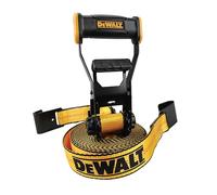 DEWALT DXBC10000F Negro/Amarillo 5 cm x 8,2 m Correa de Amarre con trinquete con Gancho Plano - Seguridad de Carga Resistente (4535 kg de Fuerza de Rotura)