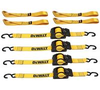 DEWALT DXBC9002-2X Kit de 8 Piezas con Correas de trinquete retráctiles automáticas de 2 x 10 pies (Resistencia a la Rotura de 3.3 Libras) y bucles Suaves 1.7 x 18 Pulgadas