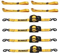 DEWALT DXBC9002-2X Kit de 8 Piezas con Correas de trinquete retráctiles automáticas de 2 x 10 pies (Resistencia a la Rotura de 3.3 Libras) y bucles Suaves 1.7 x 18 Pulgadas