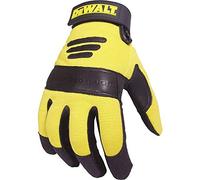 DEWALT - Guantes de palma de piel sintética acolchados para hombre, grandes, negro/amarillo, L (1 par)