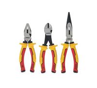 Dewalt Juego de alicates VDE, 3 piezas, equipados con agarres cómodos de 3 disparos, tienen una ranura antideslizante contorneada para una amortiguación y control óptimos.