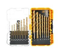 DEWALT Juego de brocas con revestimiento de nitruro de titanio, punta piloto, 21 piezas (DW1361), juego de brocas de punta piloto de titanio amarillo