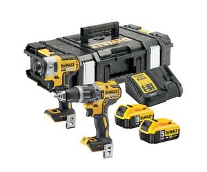 DEWALT Kit combo sin escobillas 18V XR con 2 baterías 5Ah, DCK266P2-QW | Kit 18V XR con taladro percutor, atornillador de impacto, 2 baterías de 5Ah y cargador de 4A.
