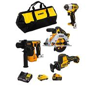 DeWALT Kit D12K402 (DCS512 + DCS312 + DCF801 + DCH072 + 1 batería de 3,0 Ah + 1 batería de 5,0 Ah + cargador + Bolsa)