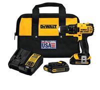 DEWALT Kit de taladro/destornillador inalámbrico de 20 V MAX*, compacto, 1/2 pulgada (DCD780C2)