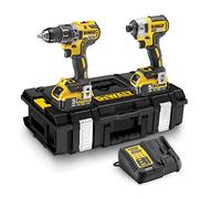 DEWALT - Kit Doble 18V XR Brusless - Incluye Taladro Percutor, Atornillador de Impacto, Maletin, Cargador Multivoltaje y Dos Baterías XR de 5Ah, DCK266P2-QW