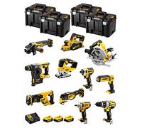 DeWALT Kit DWK1101T (DCD996 + DCH273 + DCG405 + DCF887 + DCF894 + DCS334 + DCS570 + DCS355 + DCP580 + DCS367 + DCL050 + 3 Baterías de 5,0 Ah + Cargador + 4 x TSTAK VI)