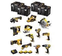 DeWALT Kit DWK1201T (DCD996 + DCH273 + DCG405 + DCF887 + DCF894 + DCS334 + DCS570 + DCS355 + DCP580 + DCS367 + DCL050 + DCF620 + 3 Baterías de 5,0 Ah + Cargador + 4 x TSTAK VI)