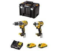 DeWALT Kit DWK211 (Taladro Percutor DCD796 + Atornillador de Impacto DCF887 + 2 Baterías de 2,0 Ah + Cargador + TSTAK VI)