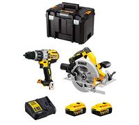 DeWALT Kit DWK216 (Taladro Percutor DCD996 + Sierra Circular DCS570 + 2 Baterías de 5,0 Ah + Cargador + TSTAK VI)