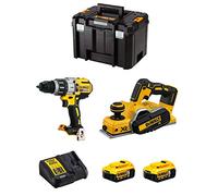 DeWALT Kit DWK220 (Taladro Percutor DCD996 + Cepillo DCP580 + 2 Baterías de 5,0 Ah + Cargador + TSTAK VI)