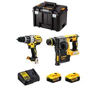 DeWALT Kit DWK223 (Taladro Percutor DCD996 + Martillo Perforador DCH273 + 2 Baterías de 5,0 Ah + Cargador + TSTAK VI)