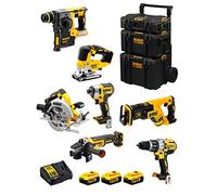 DeWALT Kit DWK703 (DCD996 + DCH273 + DCG405 + DCF887 + DCS334 + DCS570 + DCS367 + 3 Baterías de 5,0 Ah + Cargador + Carro 3en1)