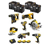DeWALT Kit DWK703T (DCD996 + DCH273 + DCG405 + DCF887 + DCS334 + DCS570 + DCS367 + 3 Baterías de 5,0 Ah + Cargador + 4 x TSTAK VI)