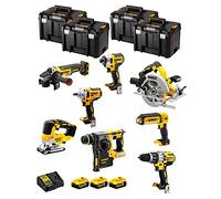 DeWALT Kit DWK801T (DCD996 + DCH273 + DCG405 + DCF887 + DCF894 + DCS334 + DCS570 + DCL050 + 3 Baterías de 5,0 Ah + Cargador + 4 x TSTAK VI)