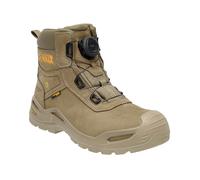 DEWALT Lander Botas de trabajo impermeables de piel nobuk para hombre, ajuste ancho, cierre BOA, puntera de seguridad no metálica, piedra, 38 EU