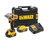 DEWALT Llave de impacto 18V XR, motor sin escobillas con 2 baterías XR 18V de 5.0Ah y cargador multivoltaje, DCF891P2T-QW