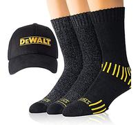 DeWALT Men´s Work Socks Set: 3-Pack Everyday Men’s Cotton Crew Socks + Men’s Ball Cap Set