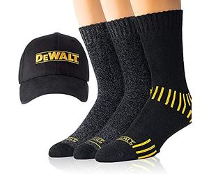 DeWALT Men´s Work Socks Set: 3-Pack Everyday Men’s Cotton Crew Socks + Men’s Ball Cap Set