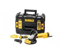 DEWALT Mini-amoladora angular eléctrica, 125mm, Potente motor 1500 W, Arranque Suave + Bloqueo, Velocidad sin carga 2800-10000 rpm, Rosca M14, Sistema de extracción de polvo, DWE4257KT-QS