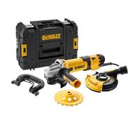 DEWALT Mini-amoladora angular eléctrica, 125mm, Potente motor 1500 W, Arranque Suave + Bloqueo, Velocidad sin carga 2800-10000 rpm, Rosca M14, Sistema de extracción de polvo, DWE4257KT-QS