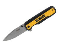 DeWALT Navaja de bolsillo plegable de punto de caída, hoja extra larga, operación abatible para abrir, clip de bolsillo de alambre reversible y un agujero de sujeción integrado