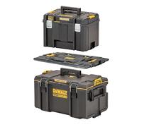 DEWALT Pack adaptador ToughSystem a TSTAK con caja de herramientas profunda TSTAK, caja de herramientas mediana TOUGHSYSTEM 2.0 y placa adaptadora TSTAK, DWST08017-9